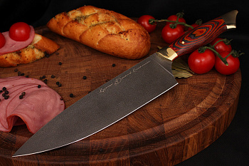 Нож "Шеф-Повар" клинок ХВ-5(Алмазная). Рукоять прессованное дерево.